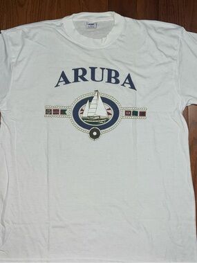 White Graphic Sailboat Tee - Men's Casual Crew Neck
